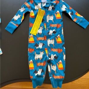 Kids One Piece Pajamas - Blue with Dog Print